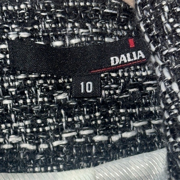 DALIA Black/White Tweed Fringe Jacket Blazer Size 10 - Picture 4 of 5